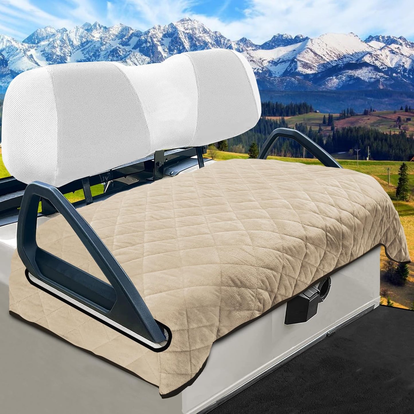 YOKYHOM Golf Cart Seat Covers, Golf Cart Seat Towel Blanket, Short Plush Surface, Soft and Comfortable, Suits EZGO, Yamaha, Club Car and Other 2-Seat Golf Carts, 51"x 30.5", Khaki