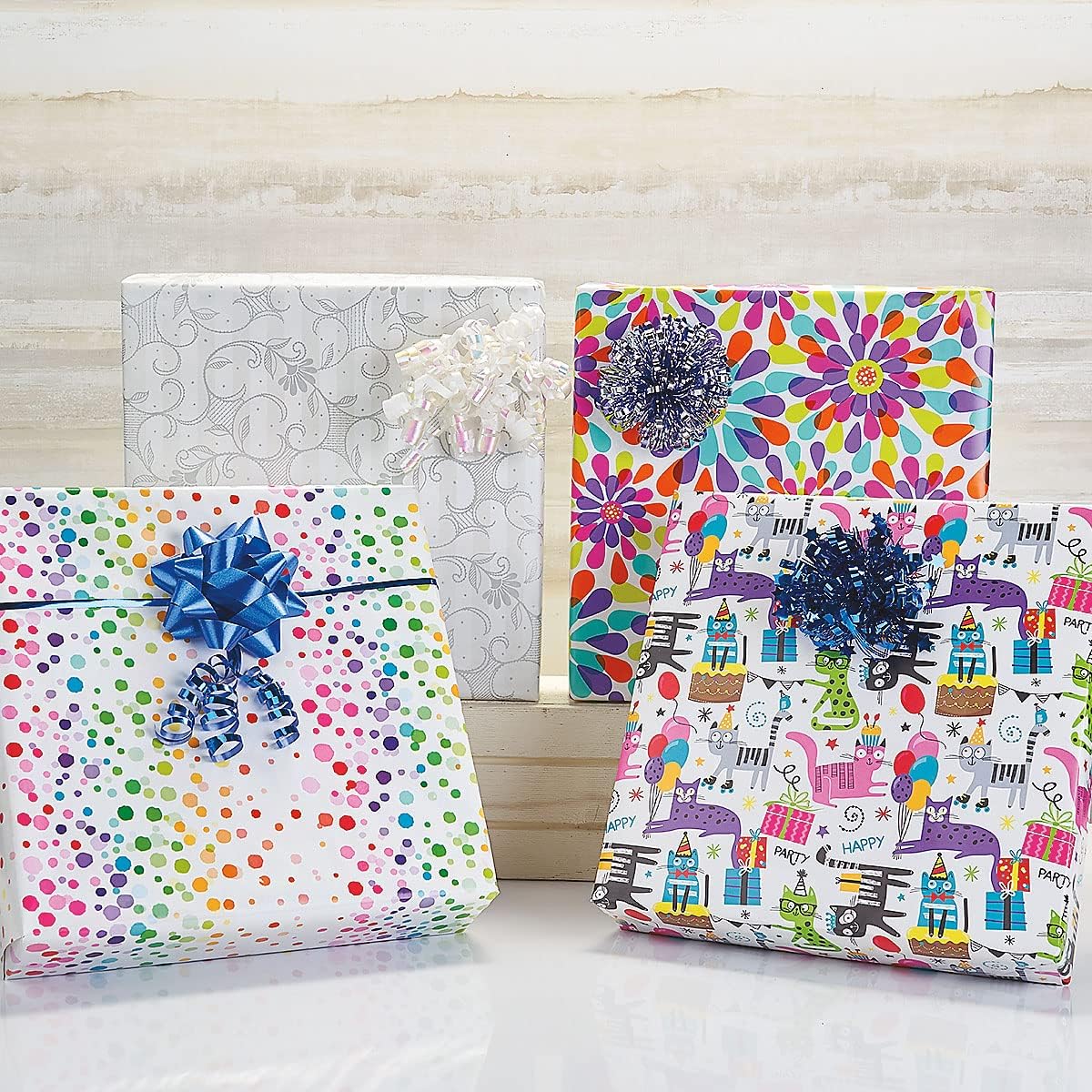 Current Color Splash Jumbo Rolled Birthday Gift Wrap (1 Giant Roll, 61 sq. ft.) Peek-Proof, For Birthdays, Graduations, Baby Showers and More