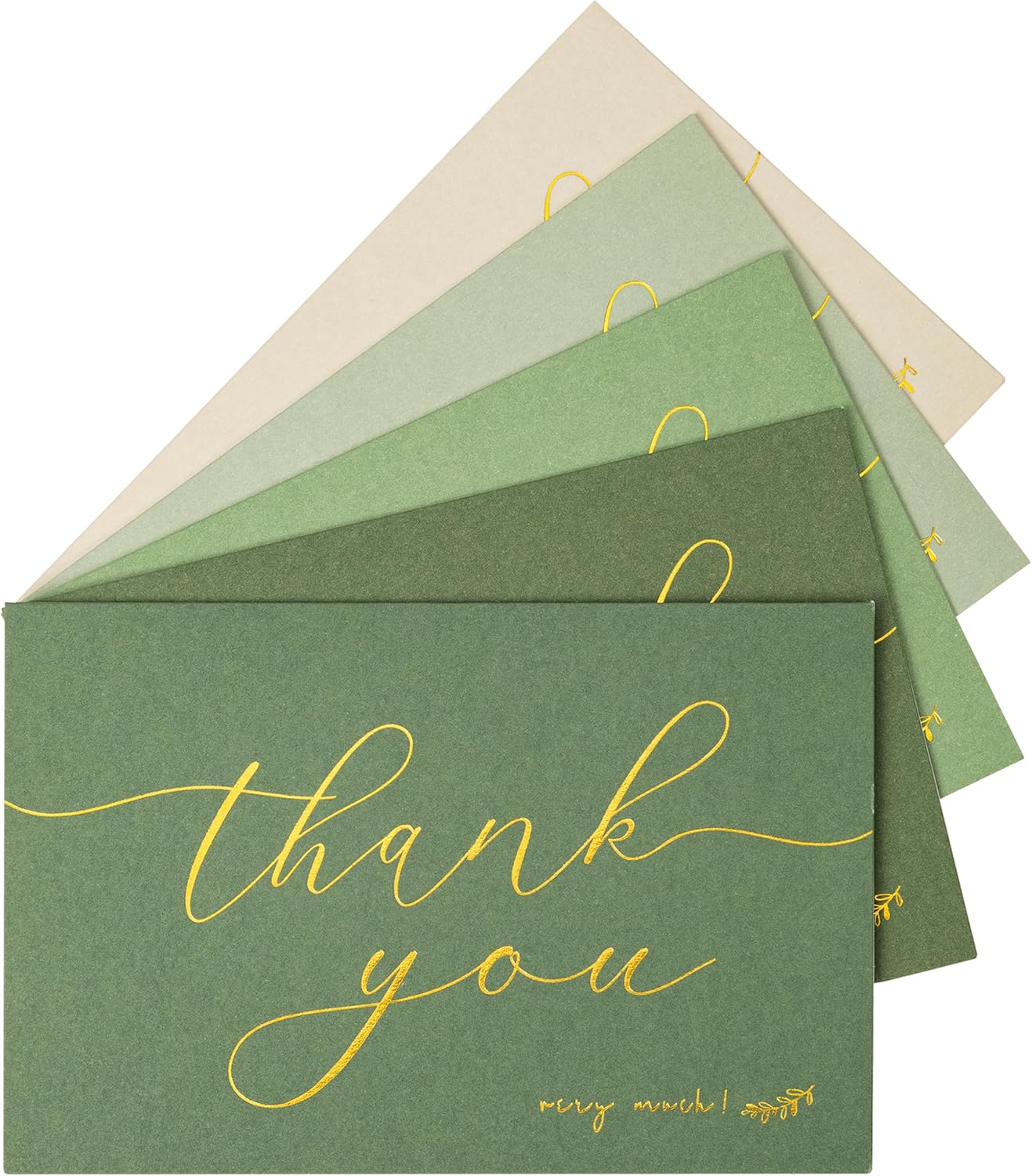 Crisky 50 Pcs Sage Green Thank You Cards With 50 Envelopes & 50 Stickers Simple, Chic, Elegant Greeting Cards Perfect for: Wedding/Business/Birthday/Graduation etc. 4 x 6 inches 50 Pack