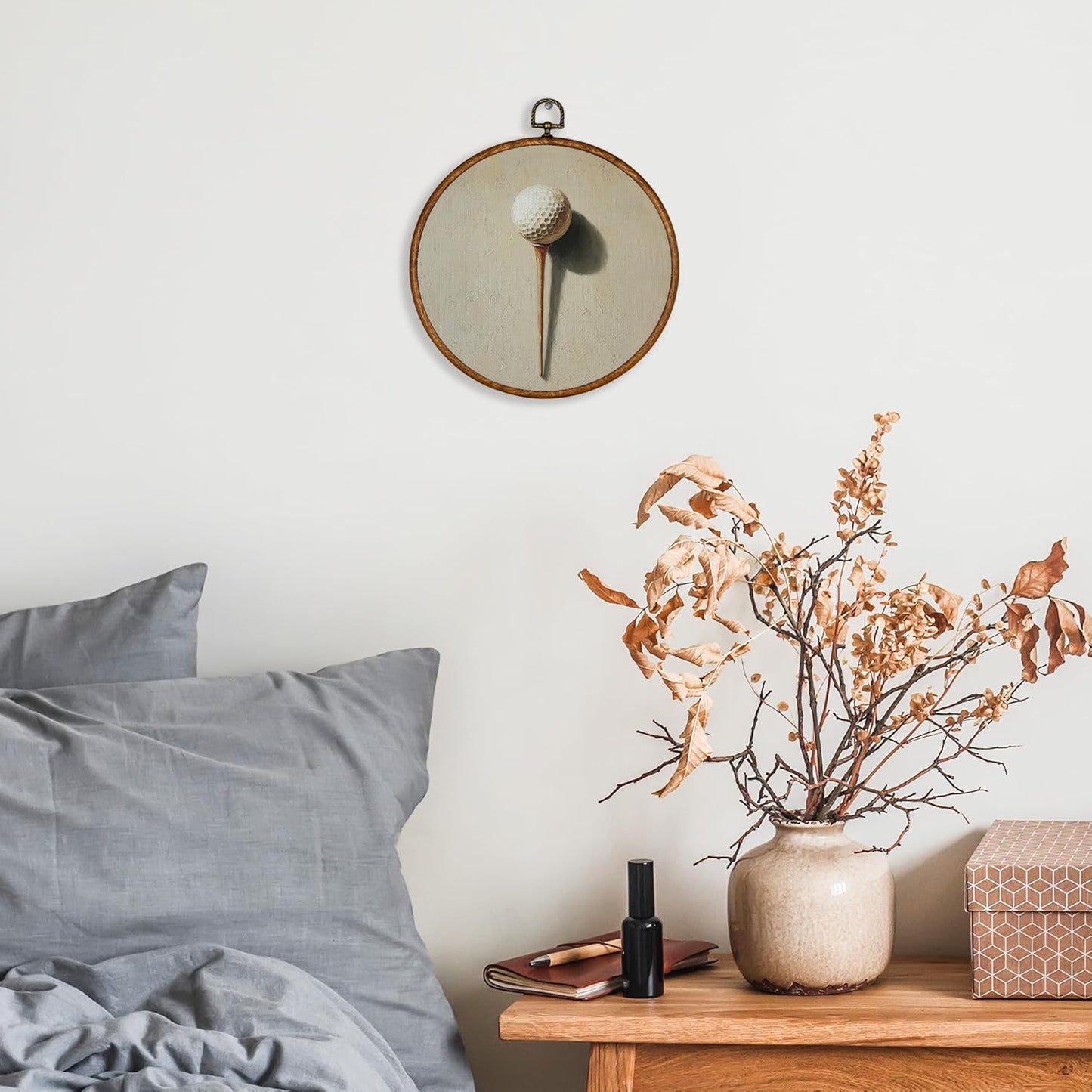 KSDUT Vintage Golf Wall Art Decor - Retro Sports Trendy Wall Art Canvas Frame Hanging Prints, Nursery Sports Gallery Round Wall Art Decor for Boys Room Home Decorations 10"x10"