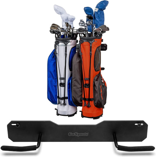 GoSports Wall Mounted Golf Bag Storage Rack - Holds 2 Golf Bags