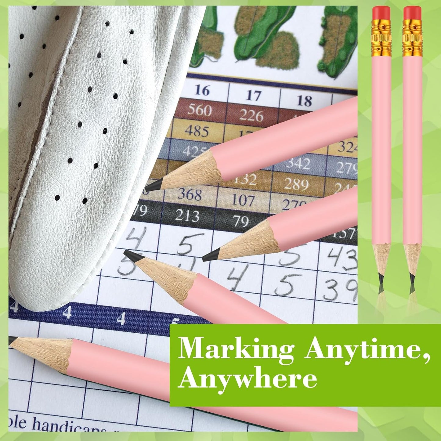 50 Pcs 4 Inch Mini Golf Pencils with Erasers Bulk Pack of Wooden Pencils for Parties Weddings School and Offices (Pink)