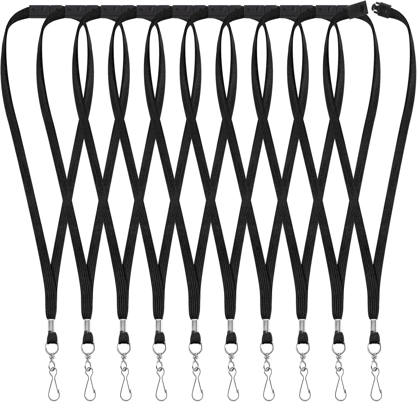 50 Pcs Breakaway Lanyard for Id Badges Lanyards Break Away Safety Lanyard Teacher Volunteer Student Team Lanyards for Keys (Black)