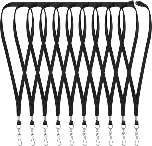 50 Pcs Breakaway Lanyard for Id Badges Lanyards Break Away Safety Lanyard Teacher Volunteer Student Team Lanyards for Keys (Black)