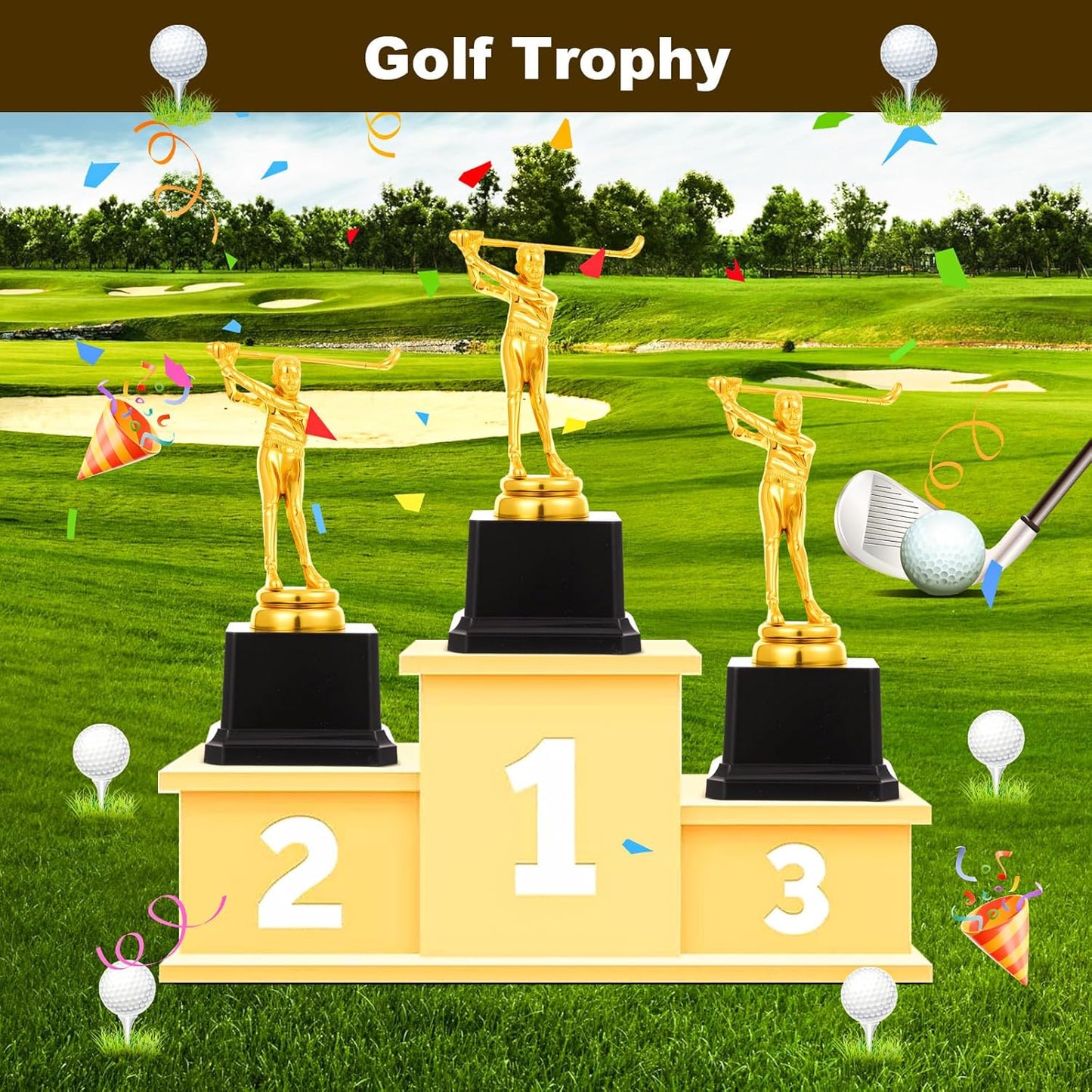 4 Pack Golf Trophy 6.7 x 3 Inch Gold Golfer Award Trophy Bulk Plastic Golfing Cup for Adults Reward Party Prop Golf Tournaments Competitions