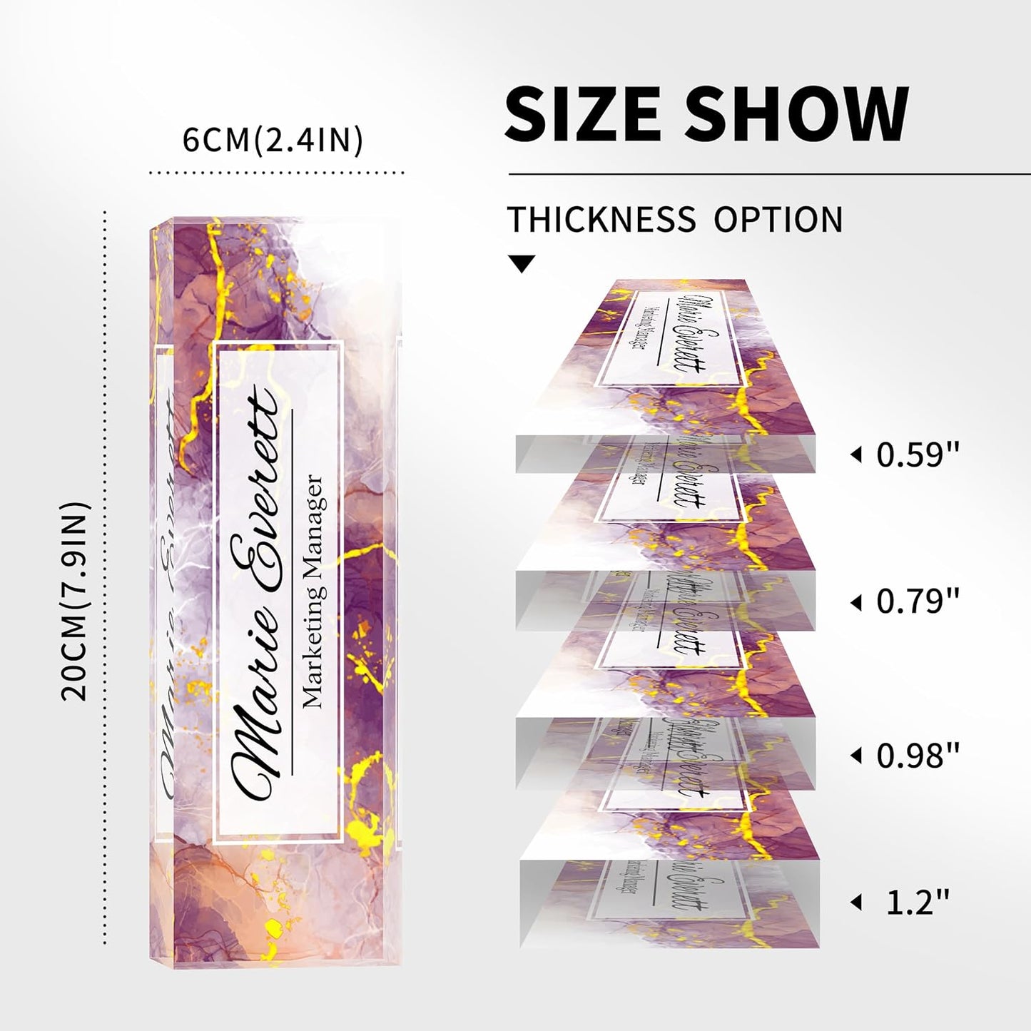 Personalized Name Plate for Desk Custom Acrylic Desk Name Plate Custom Employee Appreciation Gifts Office Gifts for Women, Men, Boss, Coworkers, Teacher, Nurse (Purple Marble)