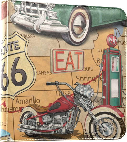 Fisyme Vintage Route 66 Photo Album Self Adhesive DIY Scrapbook Album for 2x3 4x6 5x7 6x8 Pictures 20 Pages Memory Book for Family Wedding