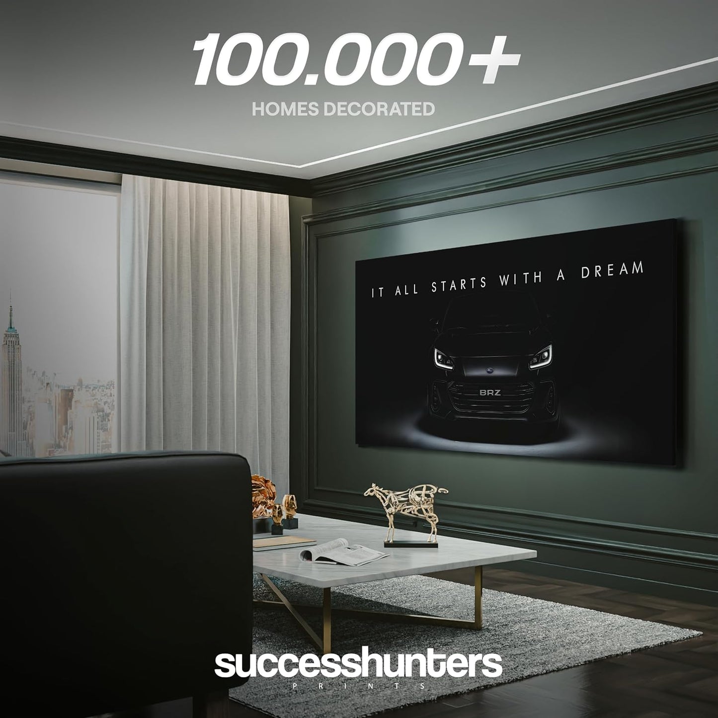 Motivational Wall Art for Office, Super Car Art Canvas, Inspirational Automotive Decor for Subaru BRZ Sportscar Lovers, Motivational Wall Decor for Home, Car Poster (8" x 8" in)