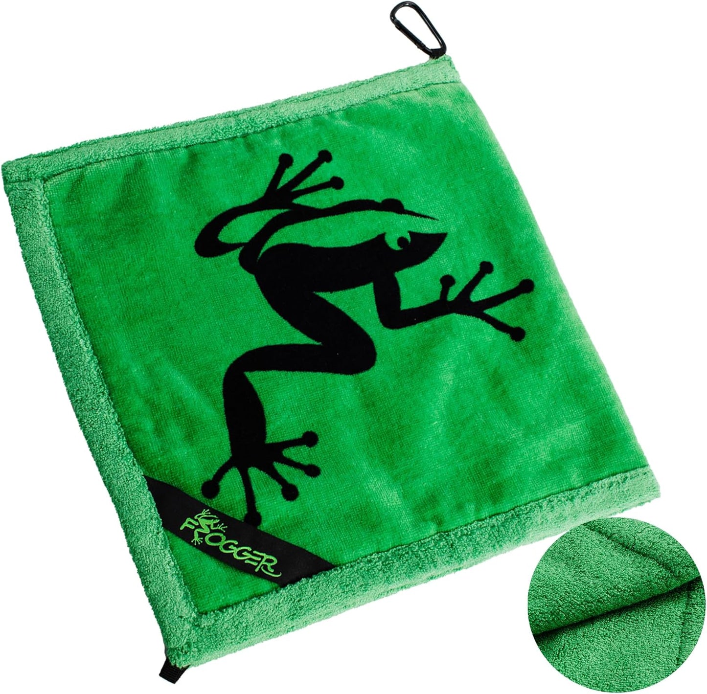 Frogger Amphibian 2-in-1 Golf Towel with Wet and Dry Technology, Green, Premium Golf Bag Accessory with Carabiner Clip, Ultra Absorbent, for Golf Dads