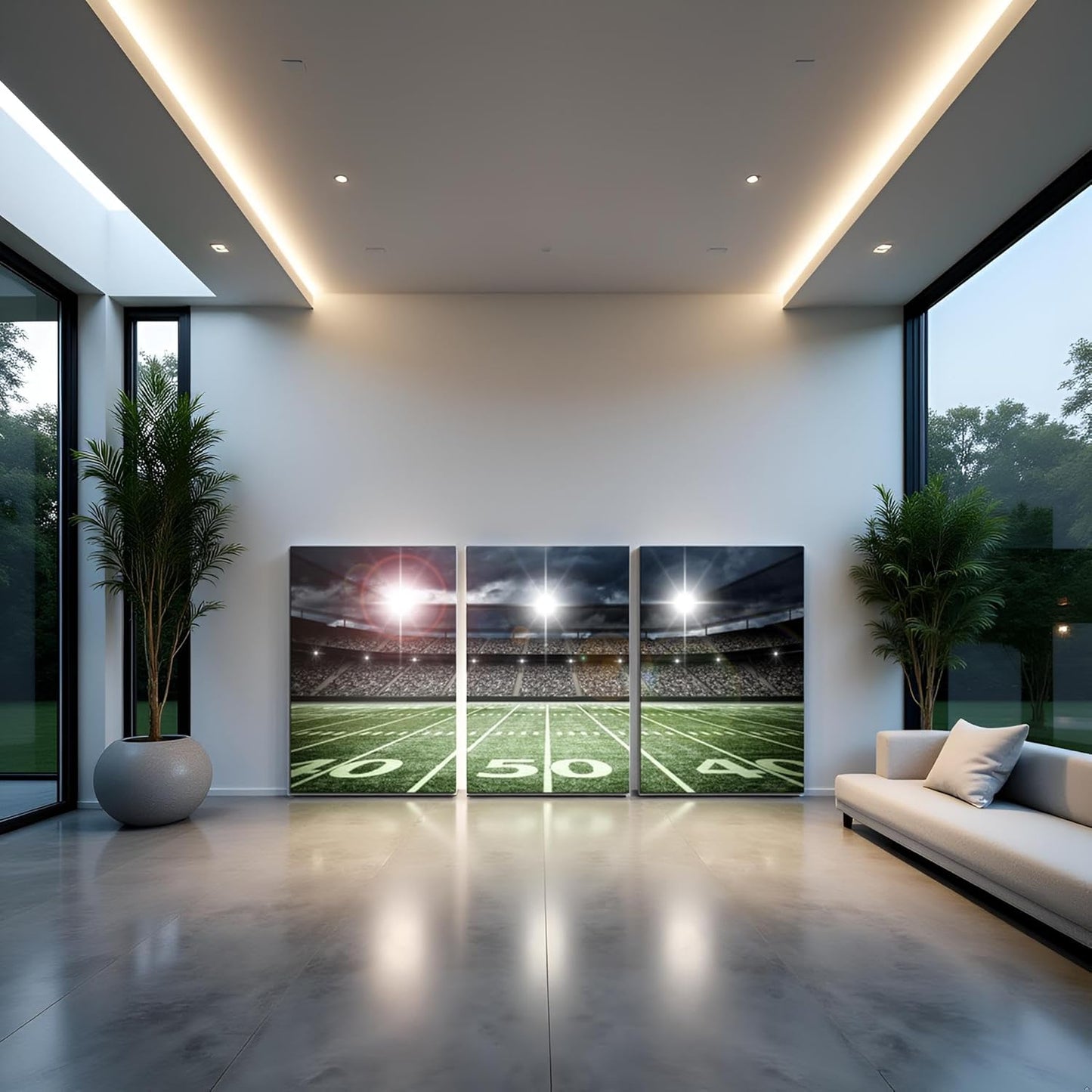 TAOMI Rugby Field Match Sport Spot Light Canvas Wall Art for Kids Room Dorm 3 Pieces Modern Artwork American Football Boy Bedroom Decor Gym Game Wall Décor Frame 12x16inch