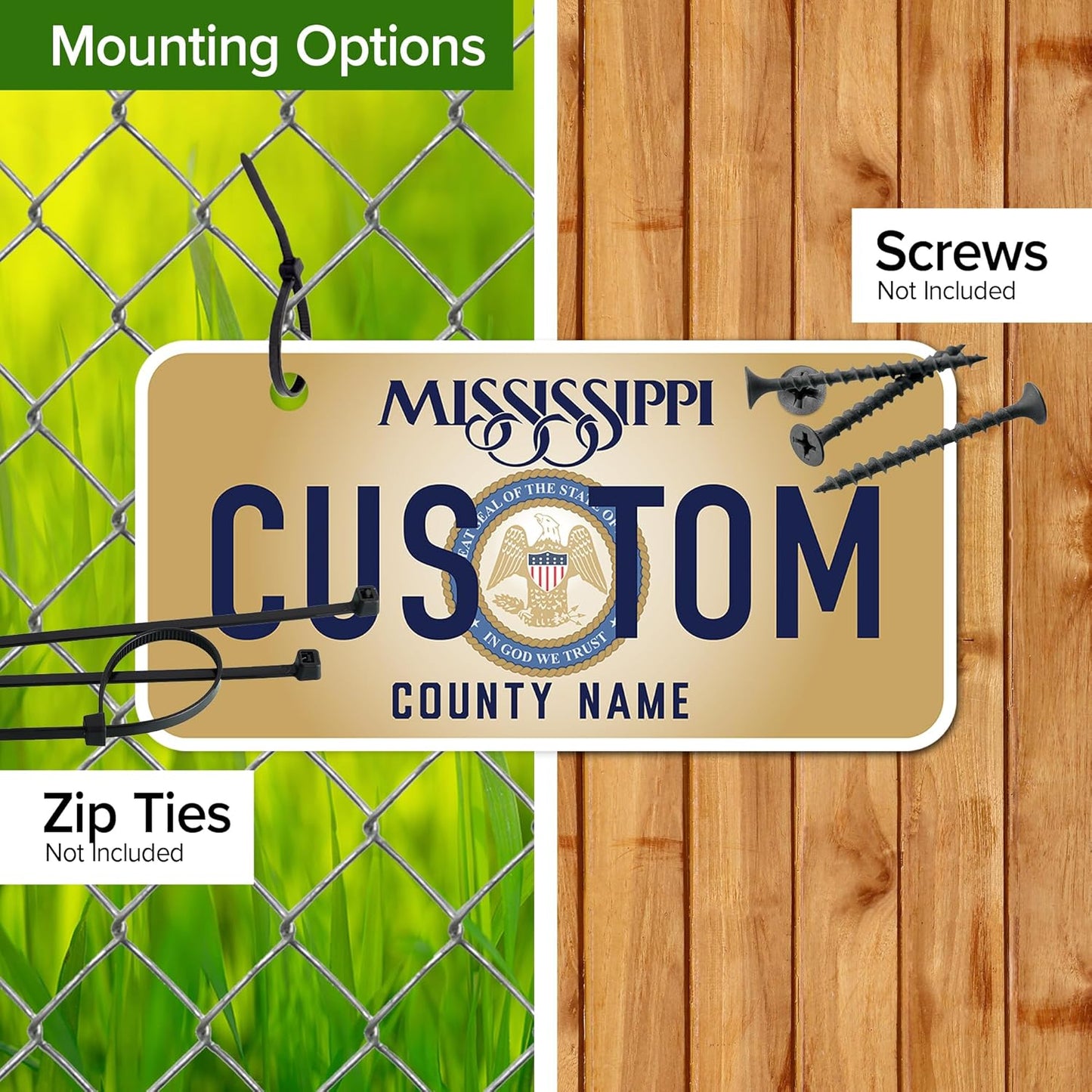 Mini License Plates, Personalized License Plates, Custom for Car, Bikes, ATV, Kids Car, Golf Cart, Jeep, 2x4 Inch, Rust-Free Fade Resistant Aluminum, USA Made by My Sign Center (Mississippi)