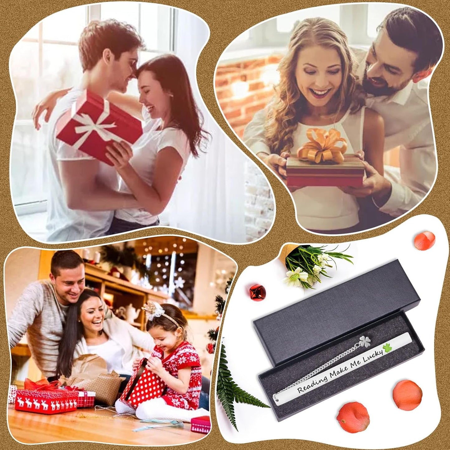 Teacher Appreciation Gifts, Cute Flower Metal Bookmarks for Book Lovers Students Friends Women Anniversary Christmas Birthday Graduation Valentine's Day (Reading Make Me Lucky)