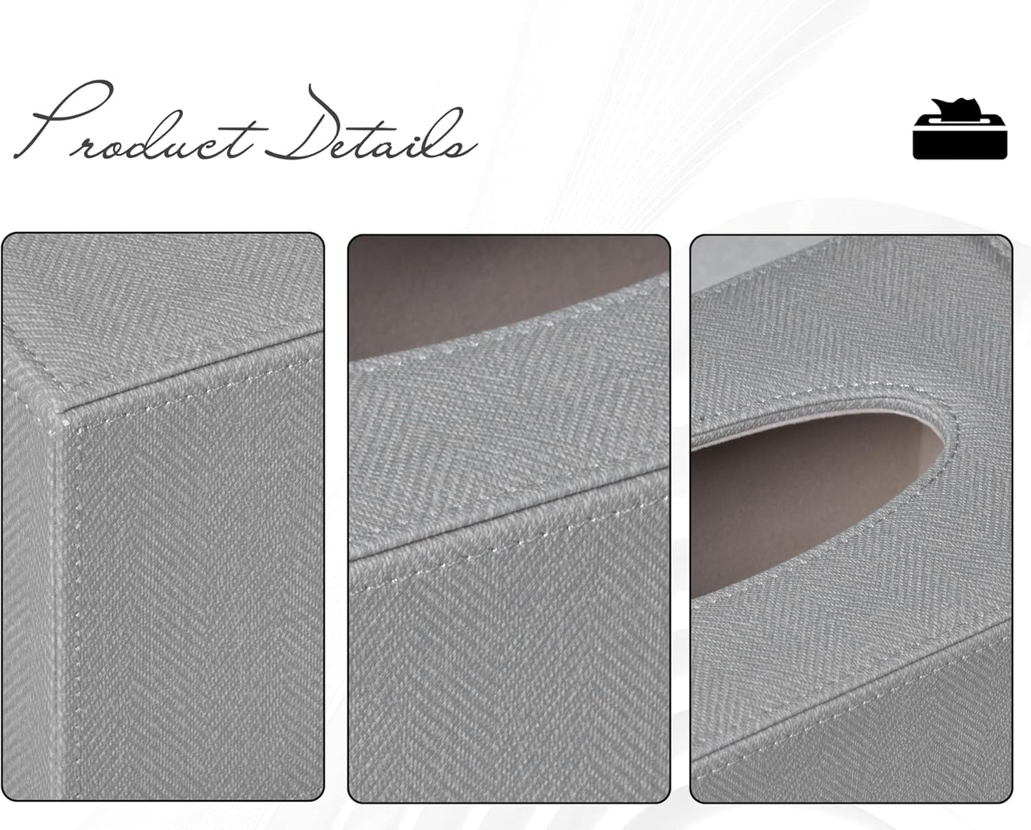 Tissue Box Cover Rectangular Tissue Box Holder for Bathroom (Grey)