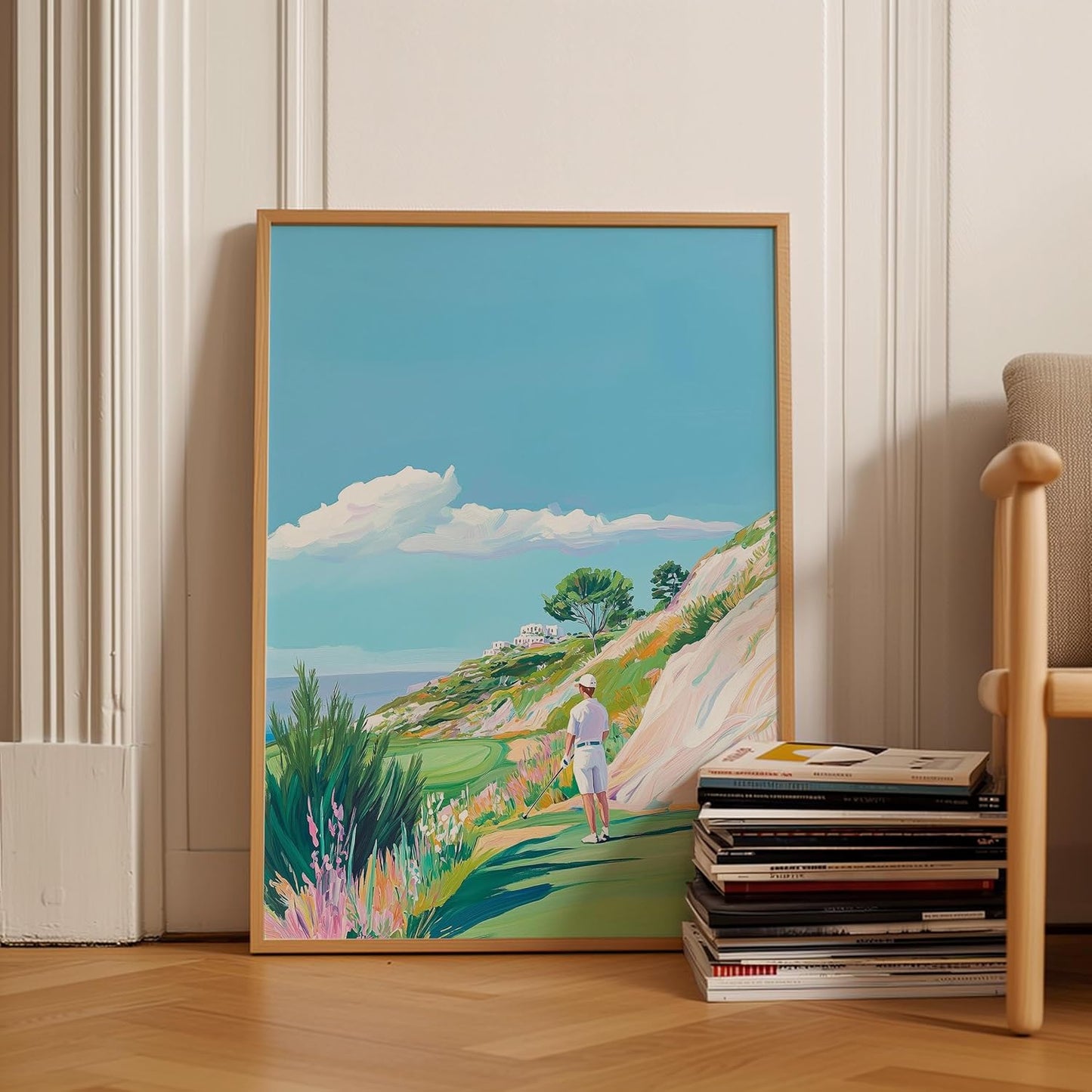 Golf Course Floral Pastel Art Print Posters - Premium Giclee Fine Art Prints - Golf Course Home Decor Posters, Golfer Art Prints for Home and Office Decor - Vintage Aesthetic, Ready to Frame