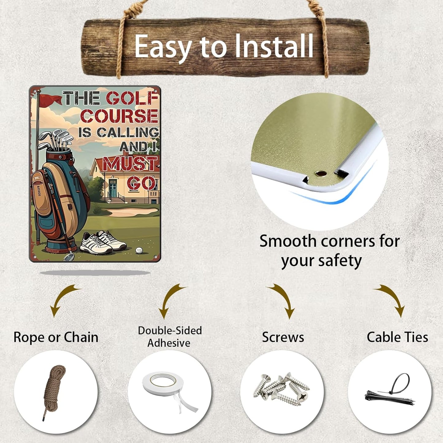 Golf Poster Golf Metal Tin Sign The Golf Course is Calling and I Must Go Poster Home Decor Garage Bar Restaurant Kitchen Cafe 12x16 Inch Wall Art Decor