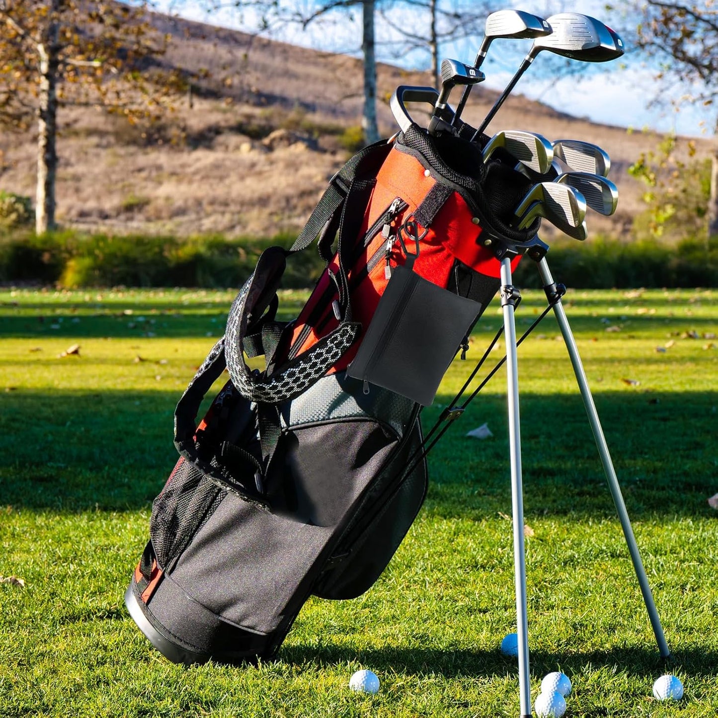 Golf Ball Pouch Tee Holder Belt Waist Bag Leather Golf Ball Bag Pouch Zippered Golf Pouch Golf Accessory Pouch