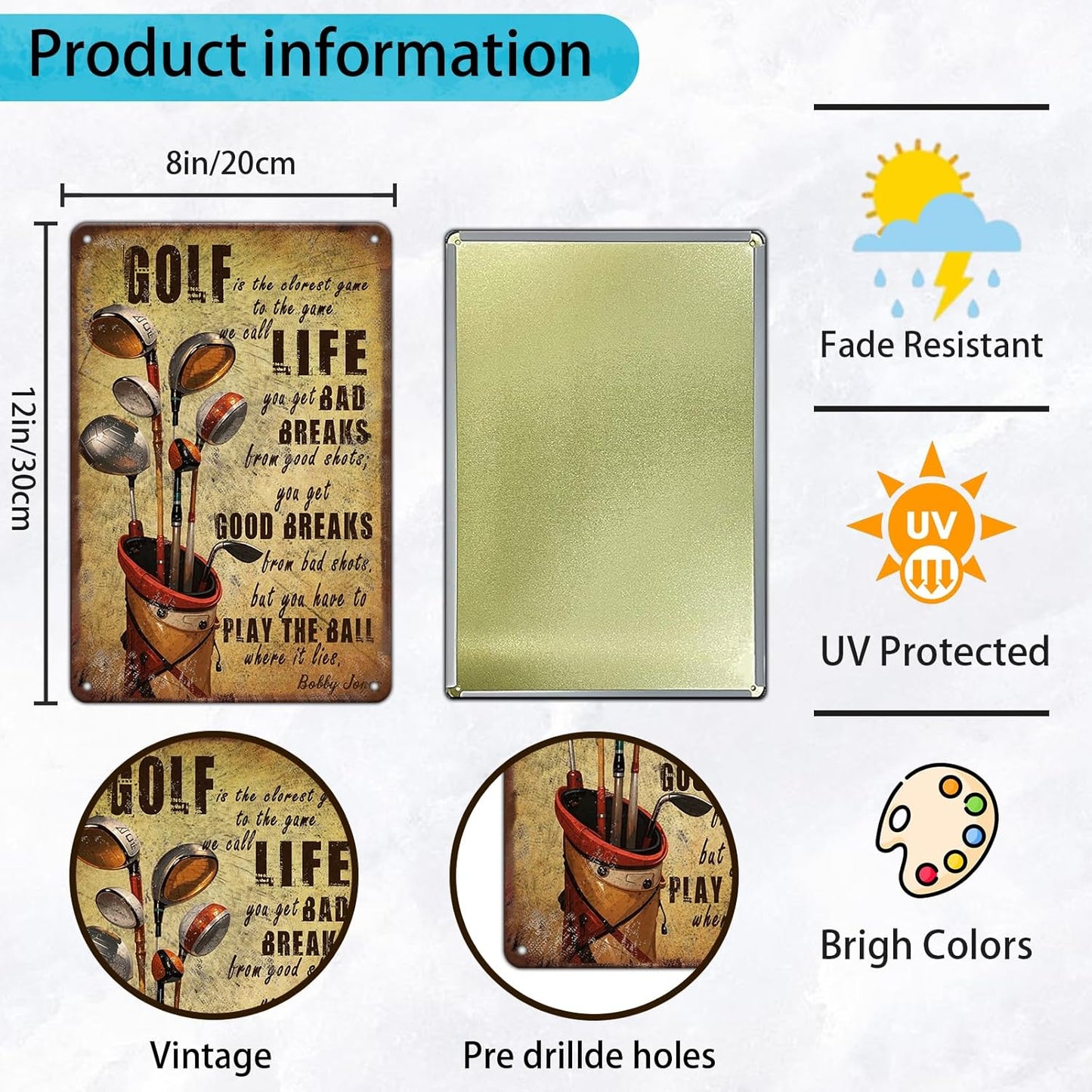 Vintage Golfing Golf Life Metal Tin Sign 8x12 Inch for Home Club Man Cave