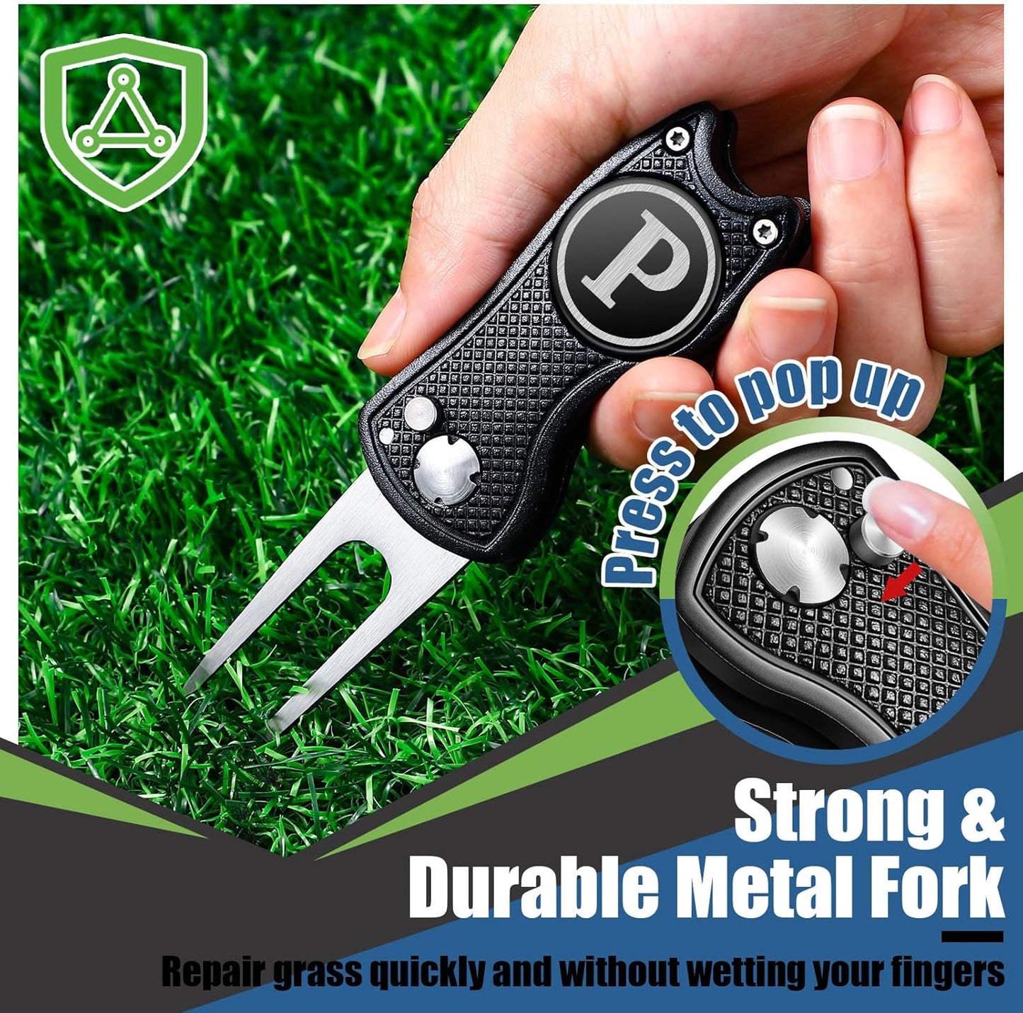 Golf Divot Repair Tool with Letter Custom Monogrammed Initial Ball Marker Divot Tool Foldable Metal with Magnetic Putt Alignment Golf Gifts for Men Father Golfer Christmas