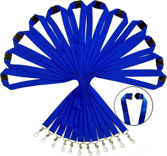 12 Pack Breakaway Lanyards for ID Badge Holder, Durable Neck Straps for Schools, Office, Cruise, Blue