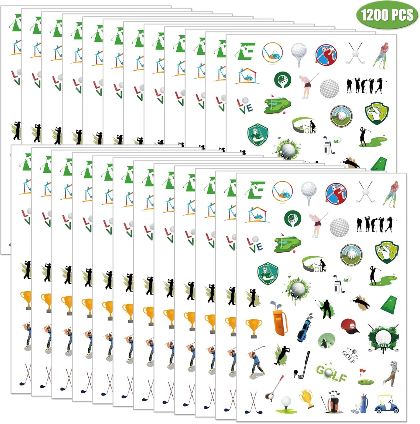 1200+PCS Golf Stickers -Golf Theme Stickers Party Supplies Decorations Outdoor Sport Birthday Baby Shower Party Favors