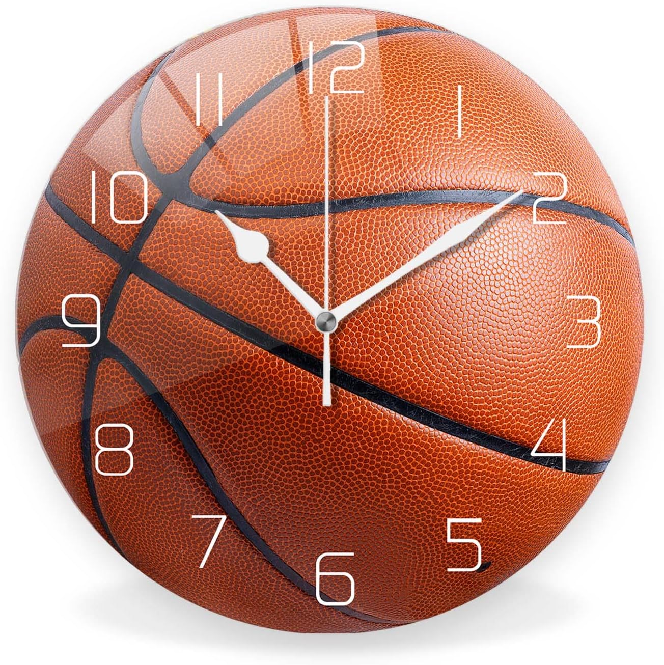 Silent Non-Ticking Sport Theme Wall Clocks, Basketball Pattern Wall Clock, Battery Operated 11.8"x11.8" Round Wall Clock for Home Decor Boy Room Living Room School Birthday Gift