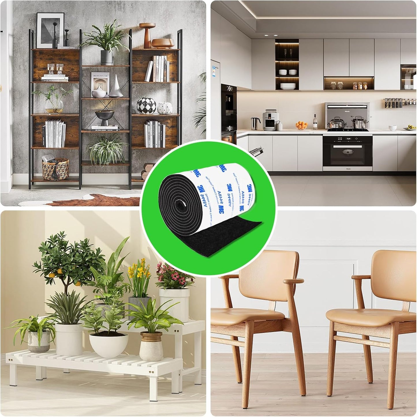 Felt Furniture Pads, Felt Pads for Furniture, 5"x 40" Black Cuttable