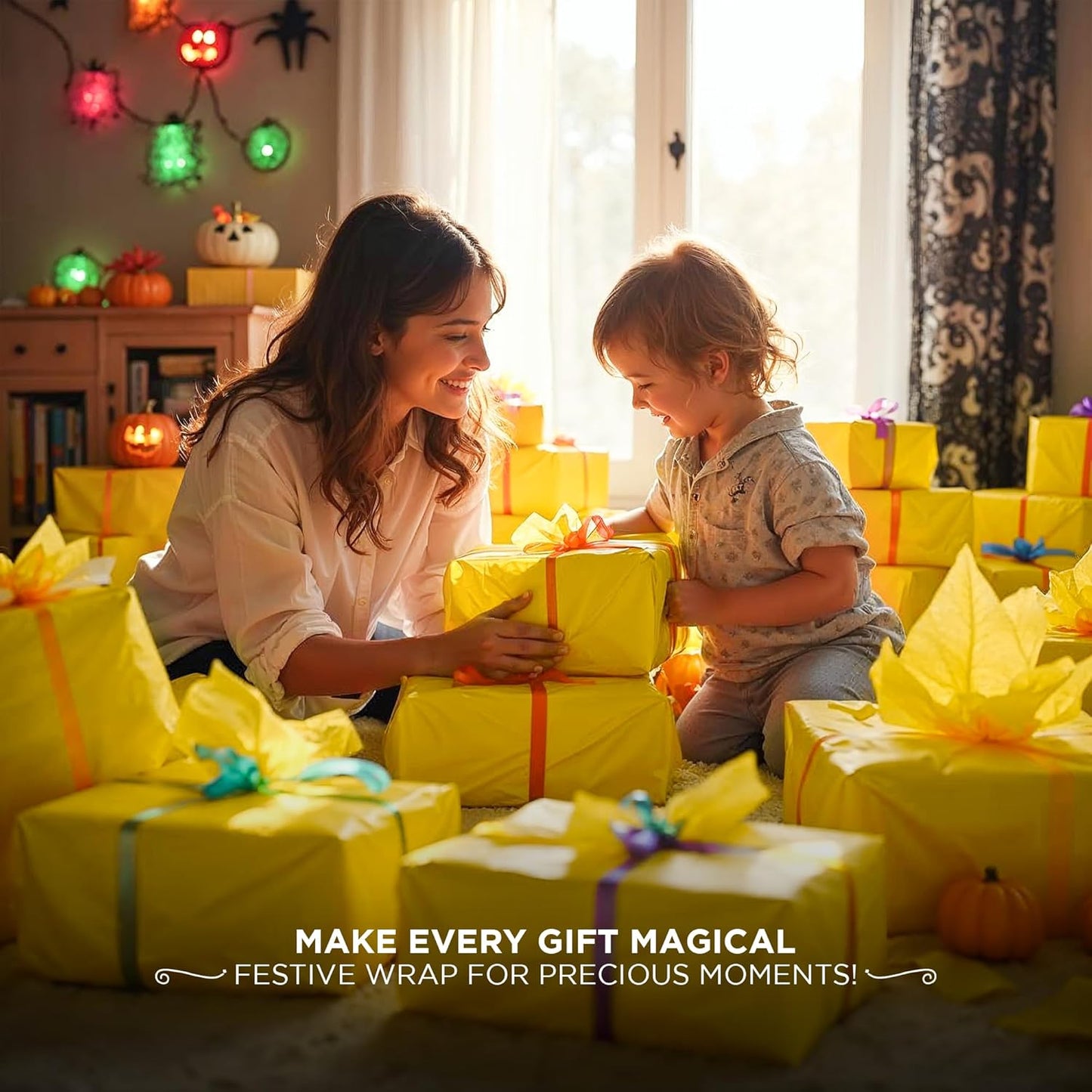 SANZIX 150 Sheets Yellow Tissue Paper for Gift Bags Bulk 14x20 Inch - Yellow Christmas Wrapping Paper for Gifts Wrap, Bouquet, Wedding, Birthday, DIY, Holiday, Thanksgiving & Christmas Decorations