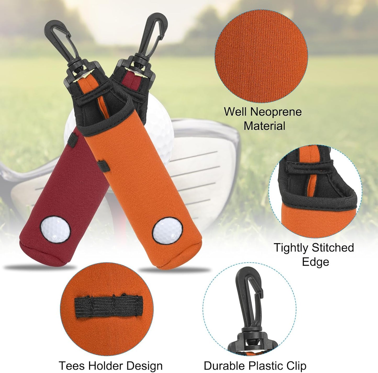PATIKIL Golf Ball Carry Bag Golf Tee Holder Pouch Portable Neoprene Golf Ball Holder with Clip for Men and Women