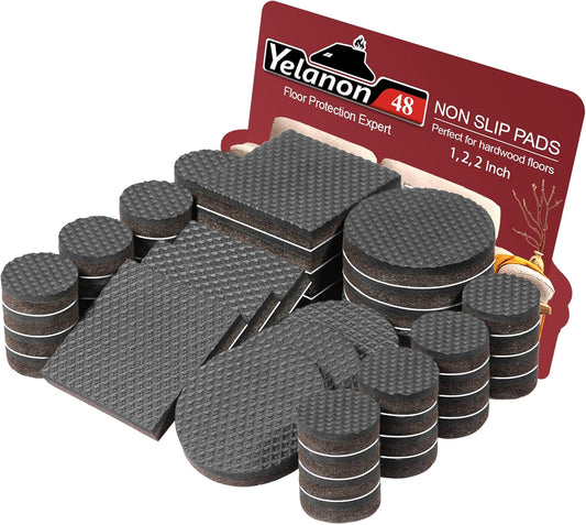Non Slip Furniture Pads -48pcs(1+2+2)" Furniture Grippers Hardwood Floors, Non Skid for Furniture Leg,SelfAdhesive Rubber Furniture Feet, Anti Slide Furniture Floor Protector for Keep Couch Stoppers