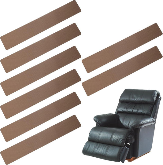 PATIKIL Rectangle Corner Anti-Slip Furniture Rail Pads 27x4x3, 8 Pcs Non-Skid Rubber Furniture Pads for Hardwood Floors Protector Grippers Pads Recliners Sofa Couches, Brown