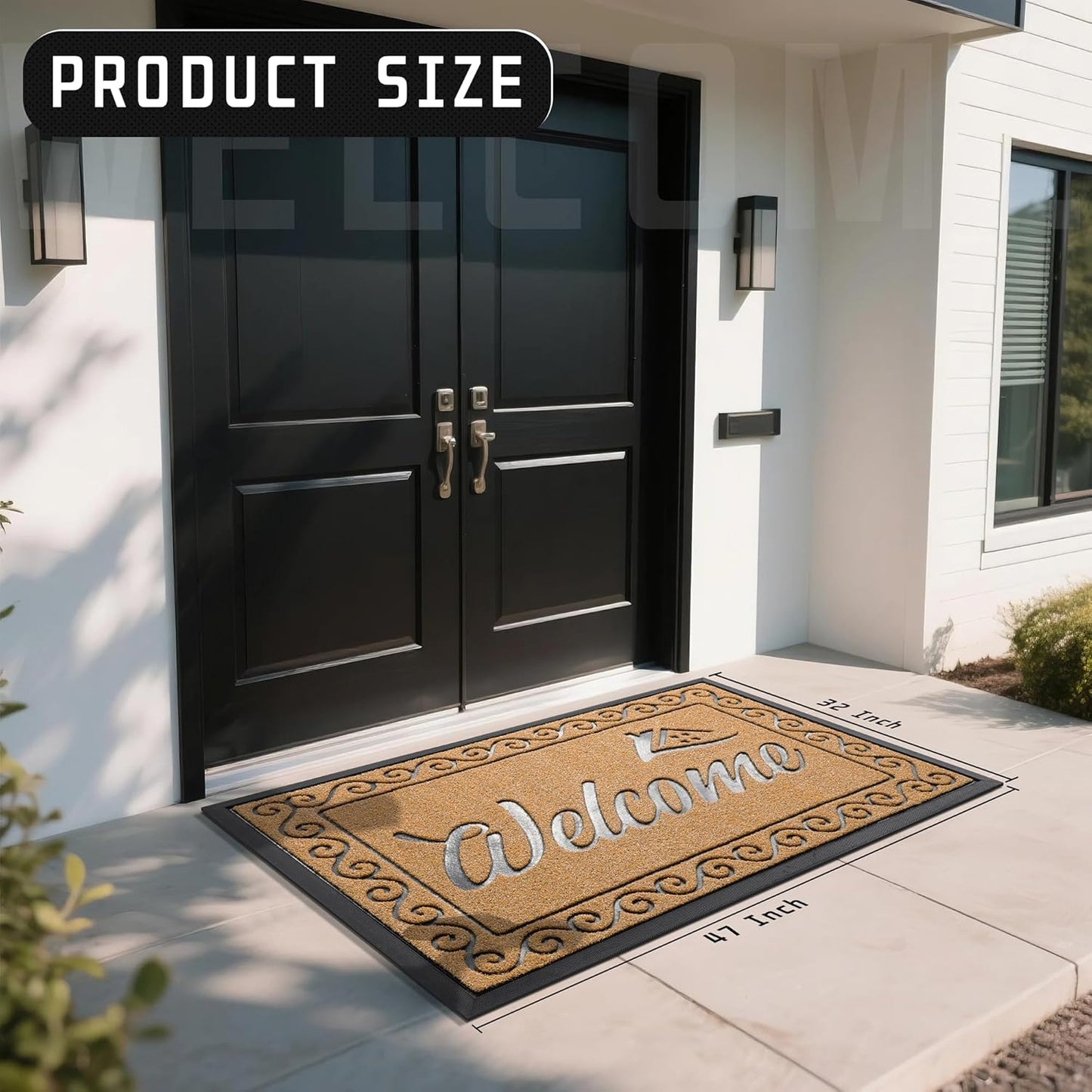 Yimobra Welcome Mat, Heavy Duty Sturdy Door Mats for Home Entrance Outdoor Indoor, Front Doormat for Outside Patio Floor Entry Porch Garage Office, Waterproof, Low Profile, 47X32 Inches, Yellow