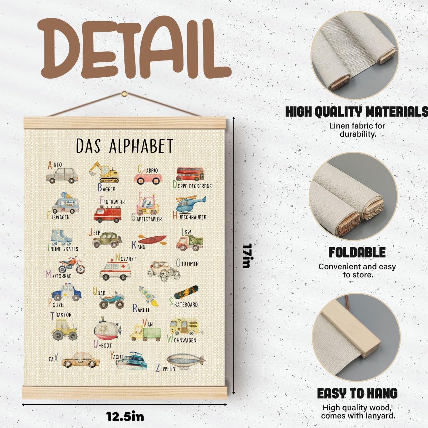 Boat Wades Vehicles Abc Wooden Poster Hangers 12x16 Inch,Transport Alphabet Poster Hanger Frame,Abc Posters For Toddlers,Cartoon Vehicle Kids Room Nursery Decor