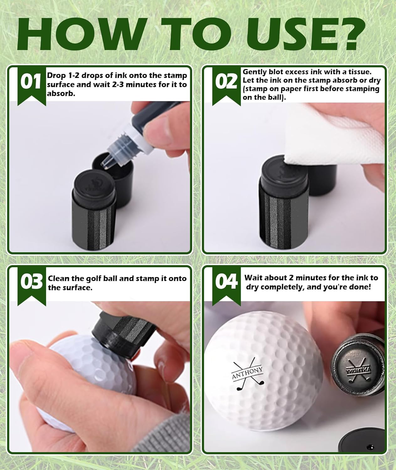 Custom Golf Ball Stamp, Personalized Golf Ball Marker Stamp, Waterproof Golf Ball Stamper with Monogram Logo Design, Golf Accessories Customized Golf Gifts