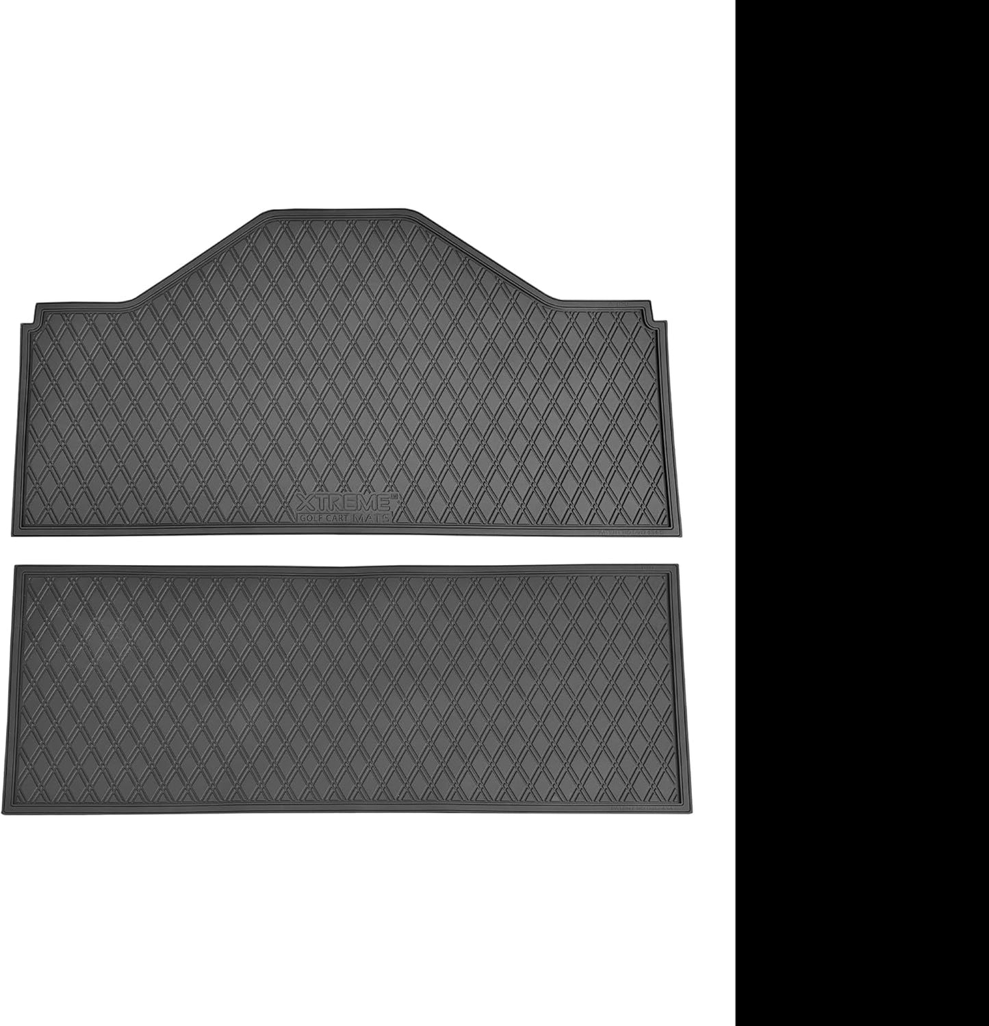 Xtreme MATS Evolution D5 Golf Cart Floor Mat Set- Rubber Double Diamond Design - Fits DMAX, GT 4 & 6, D5 4F (4 Forward Facing) Including Evolution Maverick and Ranger Trims (All Black)