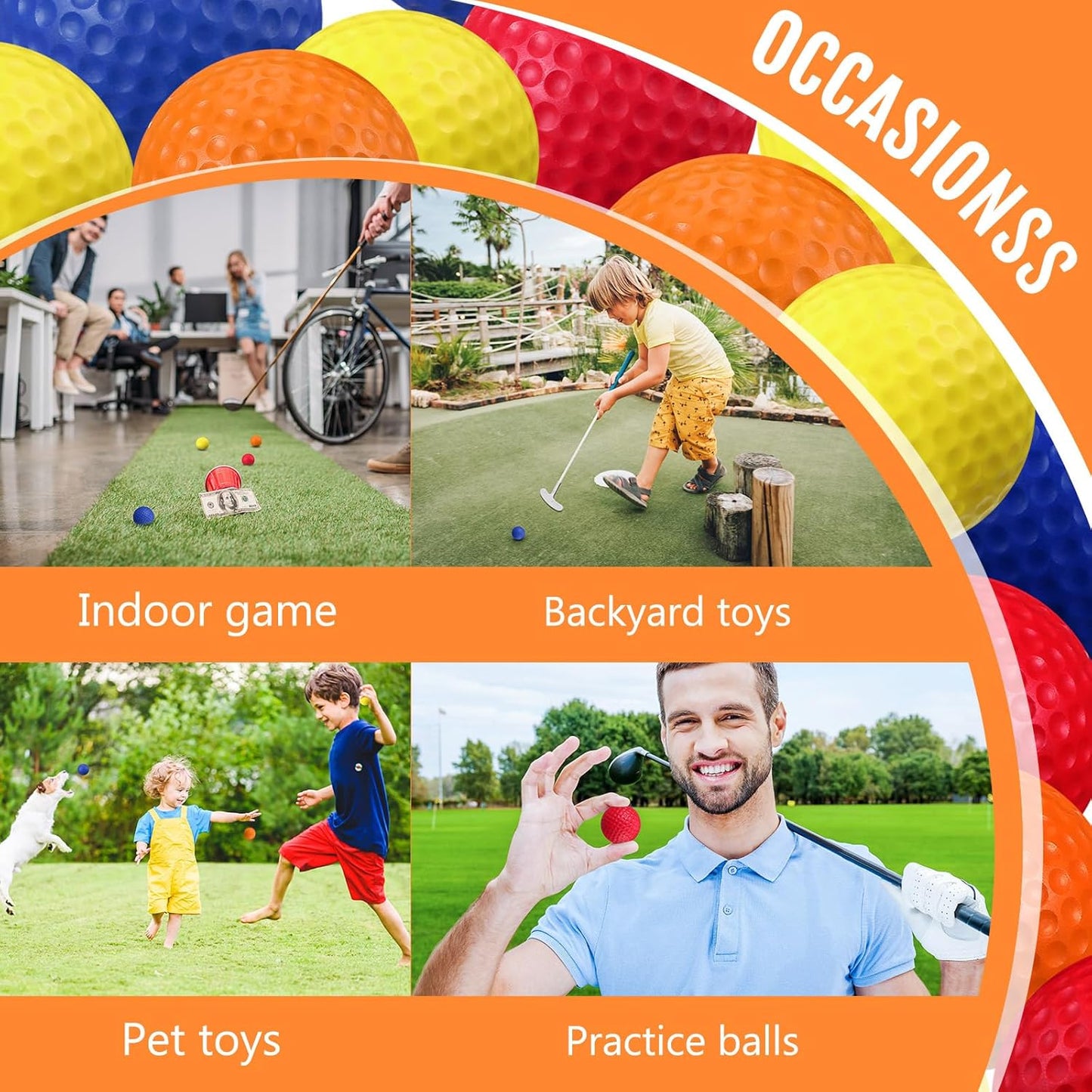 Junkin 80 Pcs Foam Golf Balls Rubber Practice Balls Realistic Feel and Flight Sport Training for Indoor or Outdoor Backyard Golf Training