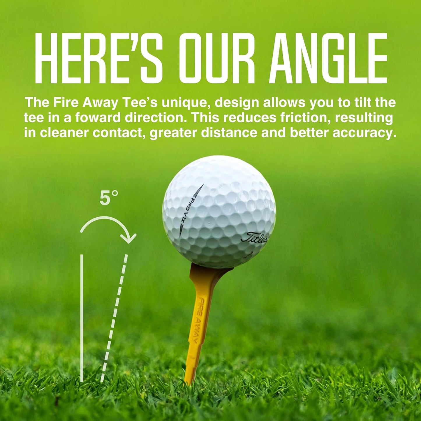 FIRE AWAY Premium Golf Tees, Reduced Ball Spin, Less Friction & Precision Height Markers for Perfect Trajectory, Made of Special Unbreakable Plastic Nylon Blend