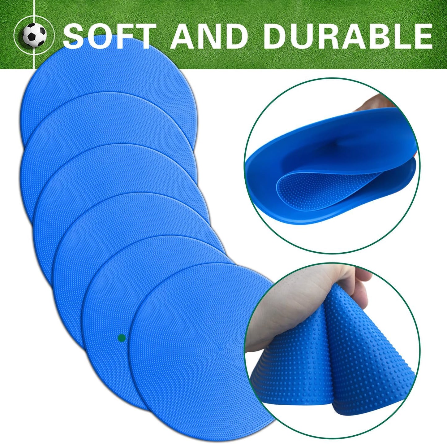 Poly Spot Markers 9 inch Non-Slip Rubber Agility Training Markers Floor Dots Flat Field Cones for Football, Soccer, Basketball, School Exercise Drills, Dance Practice