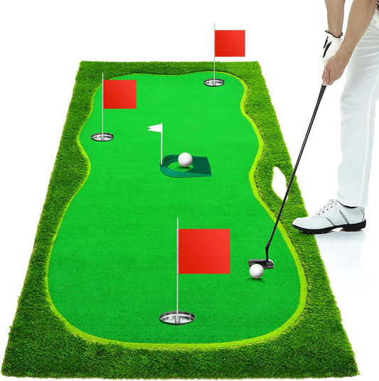 Nice C Putting Green Indoor, Putting Green, Golf Simulators for Home, Golf Putting Mat, Putting Mat Putting Green Outdoor, Challenge Putting Cup, 3 Holes, Flags, and Slope