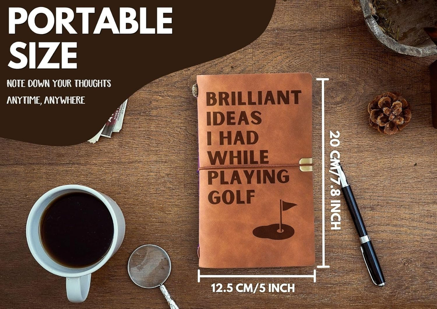 InnoBeta Golf Gifts for Men/Women, Funny Golf Gifts Leather Journal Notebook with Pen and Pen clip 7.87 x 4.7 Cover, 4 x 7.5 Pages (Inches) - Brilliant