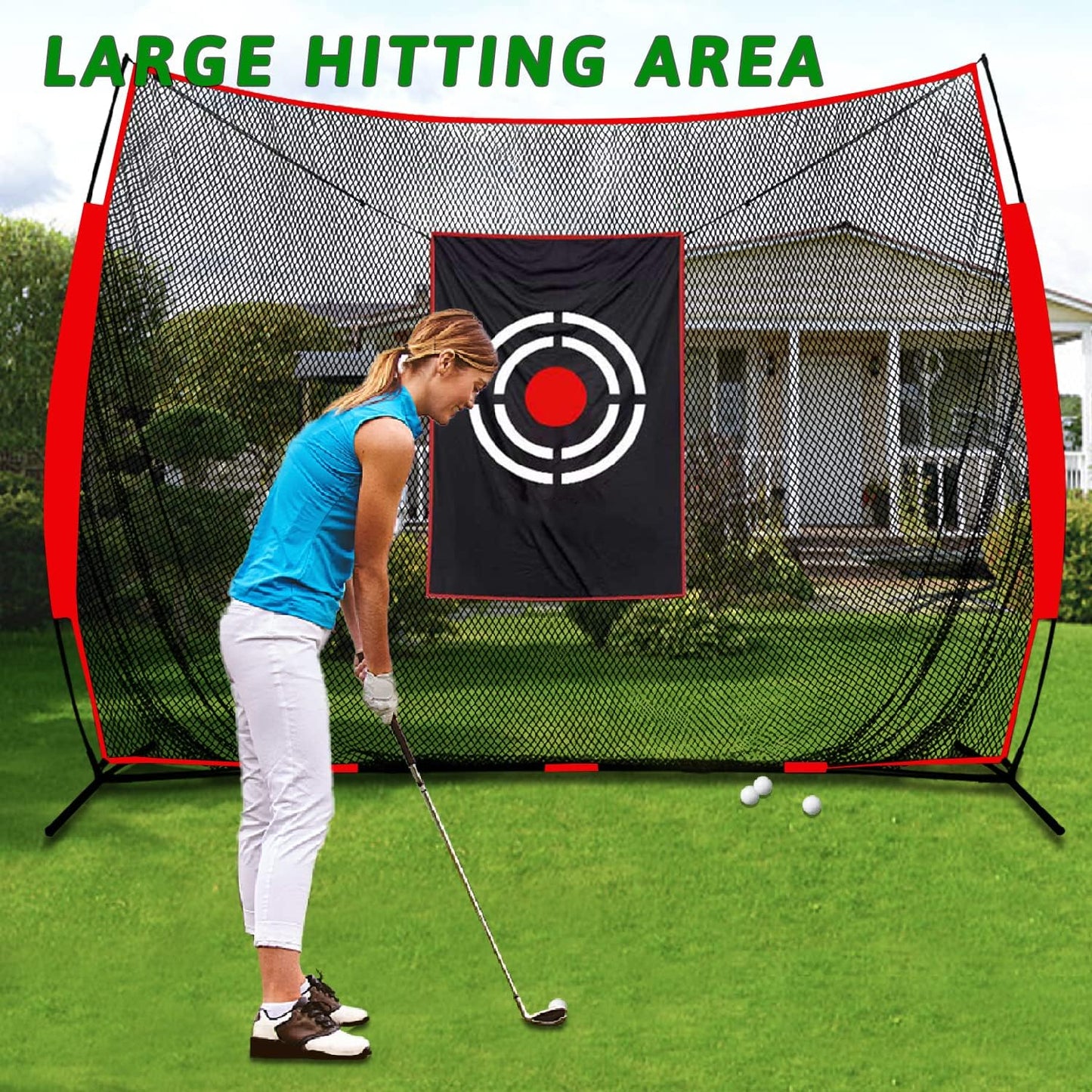 Kapler Golf Practice Hitting Net - 12X10FT Portable Driving Nets with Steel Frame and Target for Backyard Indoor Outdoor Swing Use - Gifts for Golfing Lovers