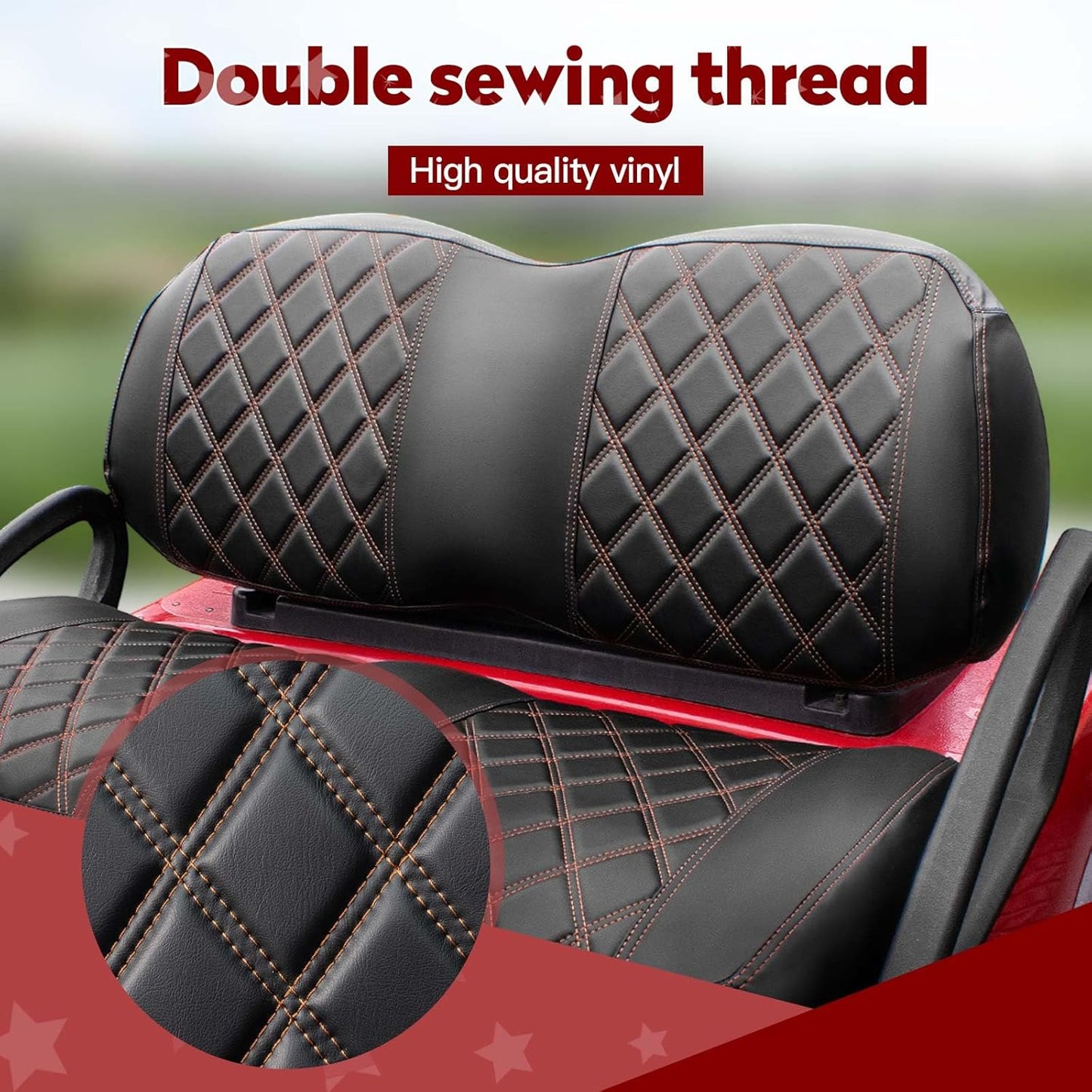 NOKINS Golf Cart Seat Covers Fit Club Car Precedent/Tempo/Onward Premium Front Seat Cushion, Golf Cart Vinyl Leather Diamond Seat Covers, Soft/Scratch-Resistant/No Stapler Needed