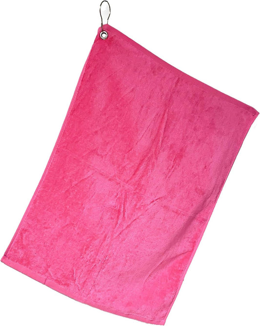 Cotton Golf Bag Towel with Clip (Pink)