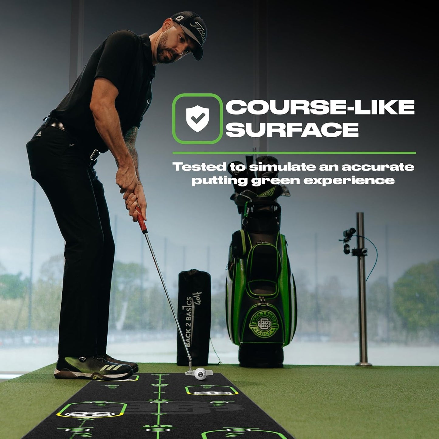 Back 2 Basics 10ft Golf Putting Mat - Premium Indoor Putting Green, Realistic Golf Putting for Training - Golf Practice Mat for Indoor/Outdoor Use, Putting Practice Mat for Golfers