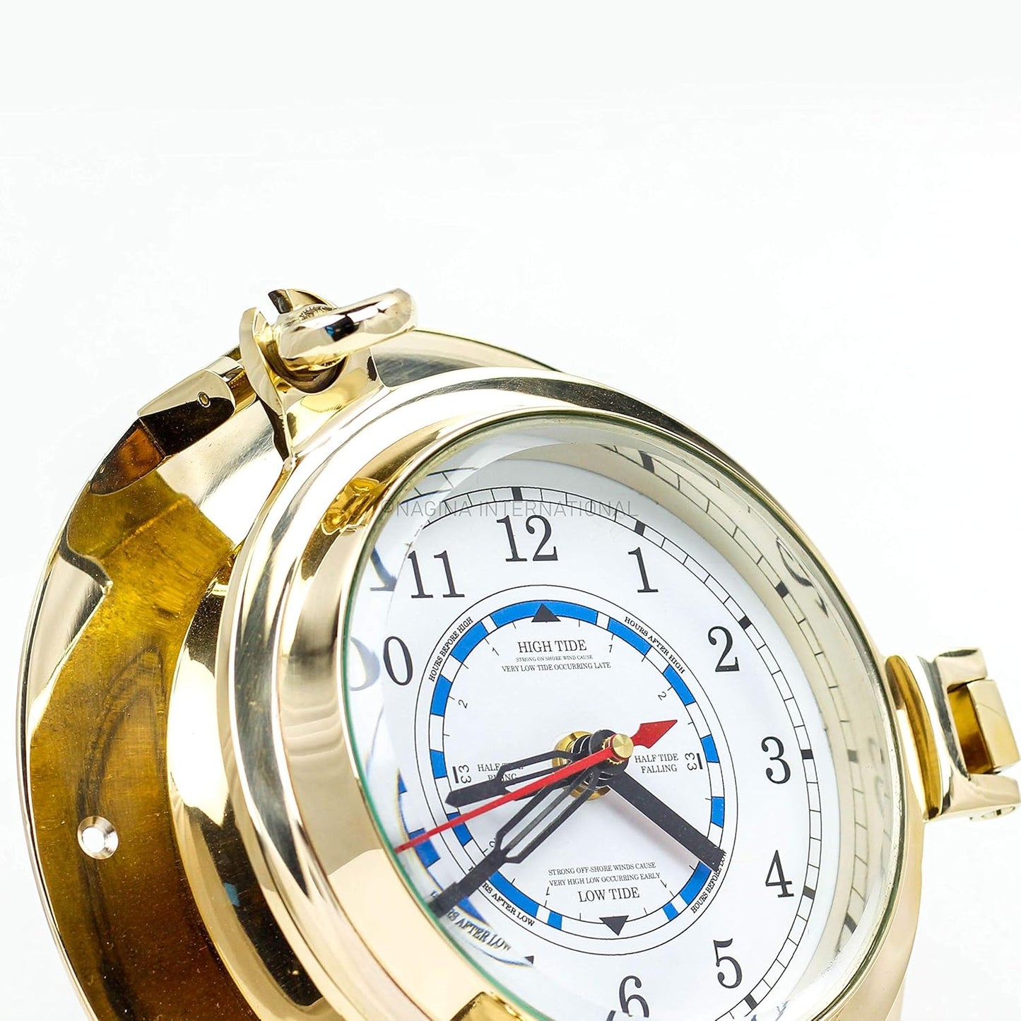 Nagina International 9" Solid Brass Porthole Time and Tide Clock