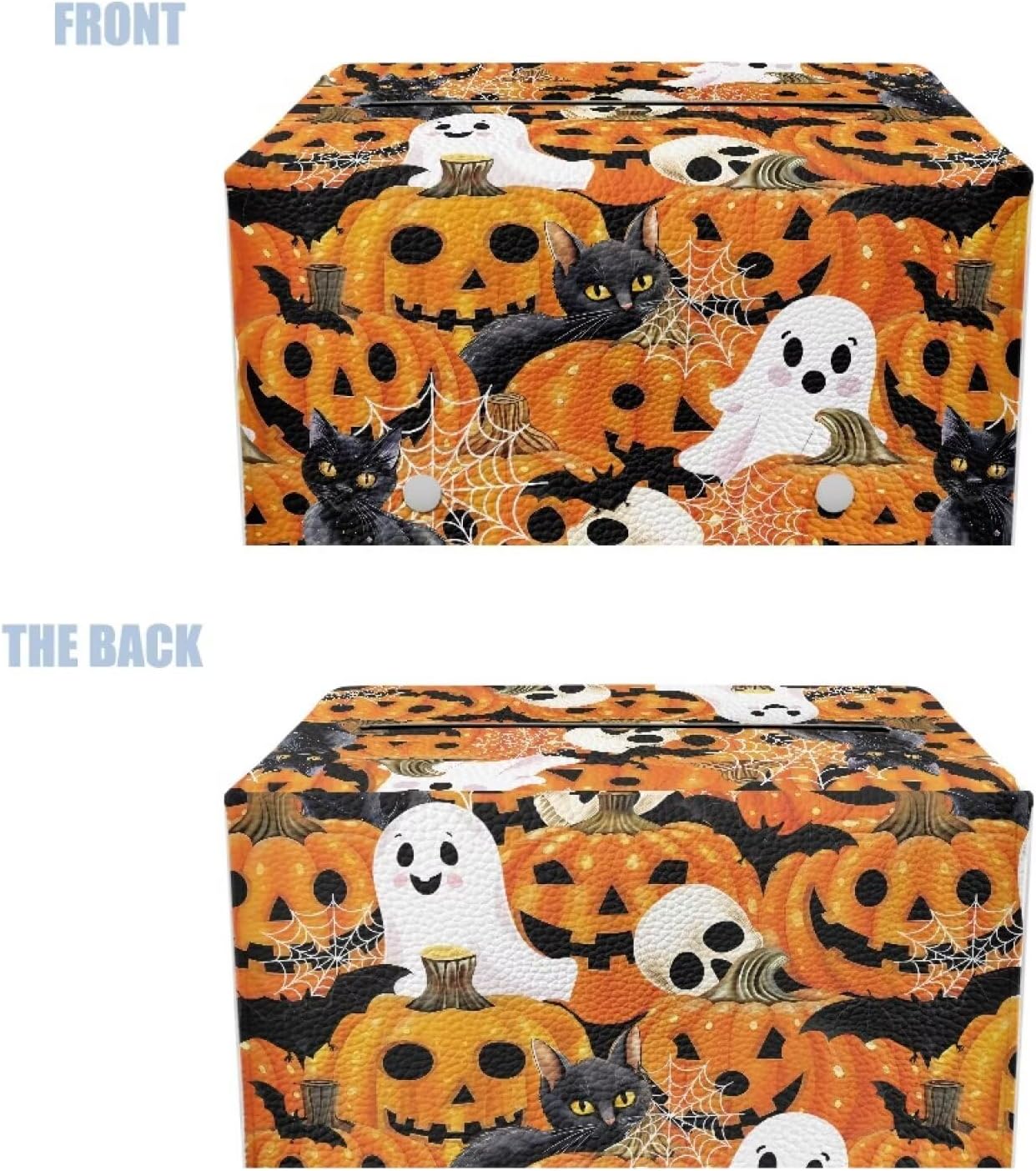 Ghost Tissue Box Cover Rectangular Tissue Box Holder Halloween Napkin Dispenser Organizer Waterproof Facial Paper Protector for Car Office Table Desk Kidsroom