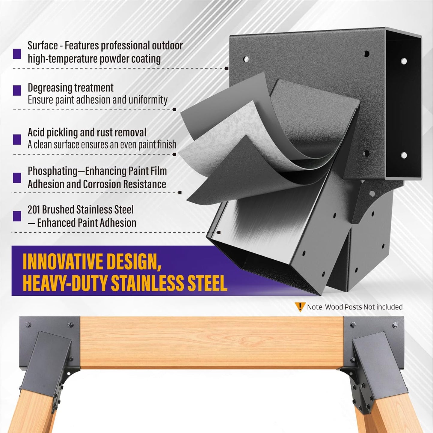 Hulave 2pcs A-Frame Swing Set Brackets, 201 Stainless Steel Swing Bracket Kit with Mounting Accessories(Black)