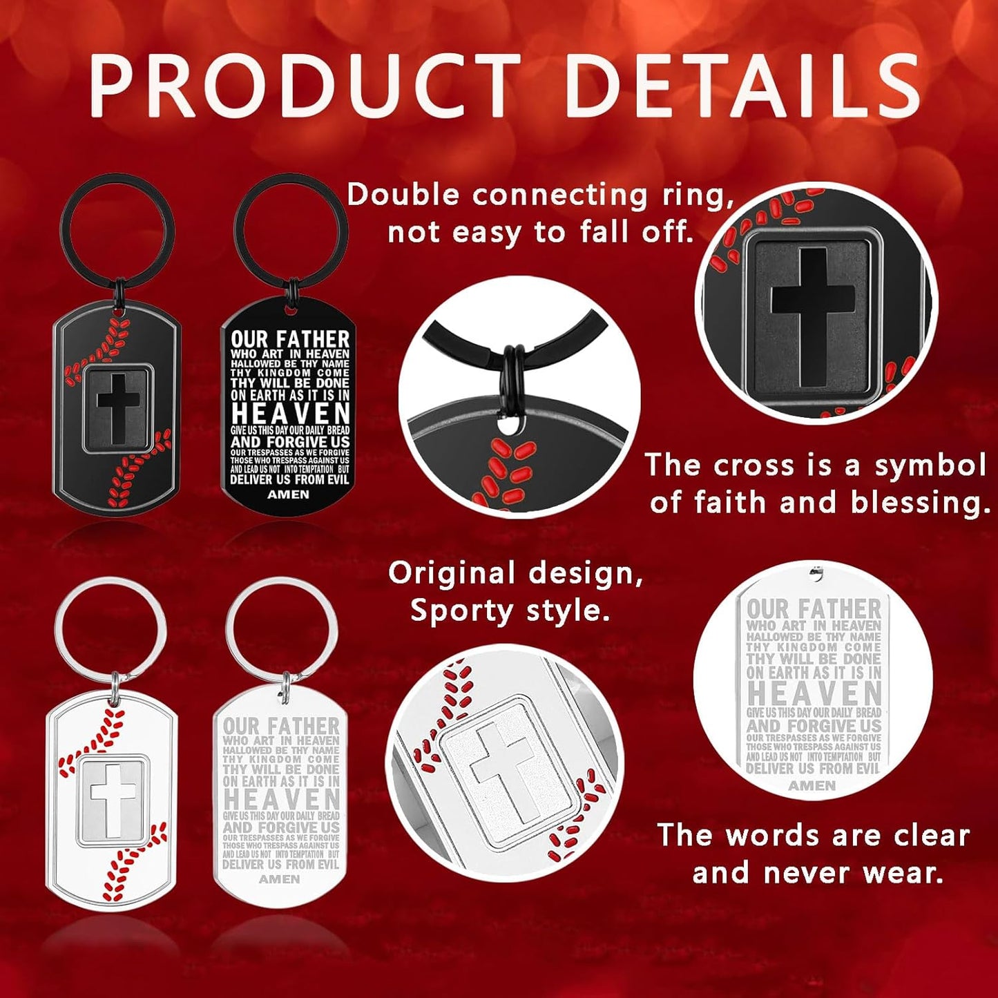 Football/Baseball/Soccer/Basketball Keychain for Men First Communion Baptism Confirmation Mens Gifts