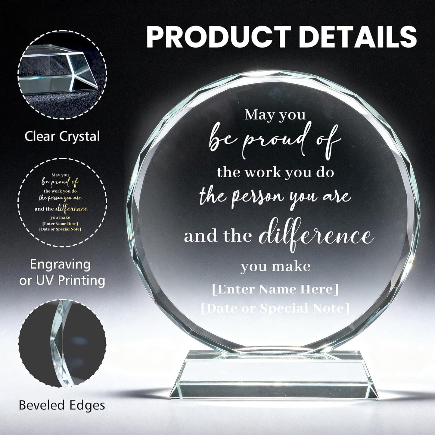 Personalized Trophy Award - Custom Crystal Awards and Trophies - Plaques Personalized Engraved - Thank You Gifts - Employee Appreciation Gifts for Cowokers, Recognition, Sports