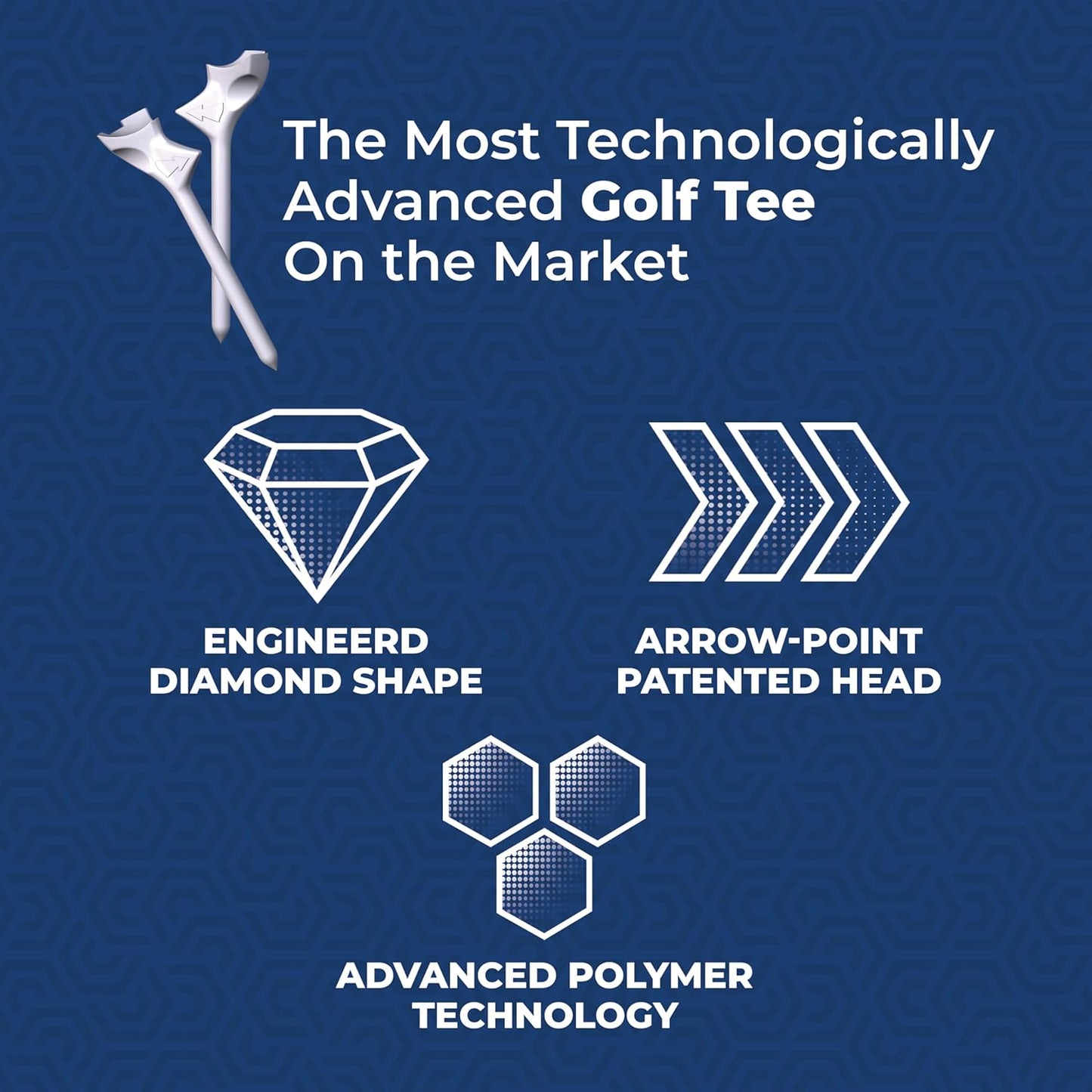 Flightpath Diamond Golf Tees – Patented Design to Reduce Spin for Long, Straight Drives – Low-Friction Long Tees, Robotically Tested for Ball Spin – USGA Approved Performance