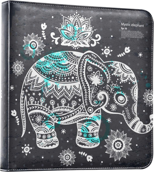 Fisyme Vintage Lotus Ethnic Elephant Photo Album Self Adhesive DIY Scrapbook Album for 2x3 4x6 5x7 6x8 Picture 20 Pages Memory Book for Family Wedding